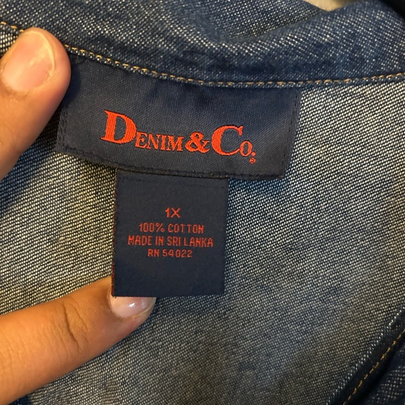 Dark blue denim shirt dress - button front w/chest pockets long sleeve - Picture 3 of 8